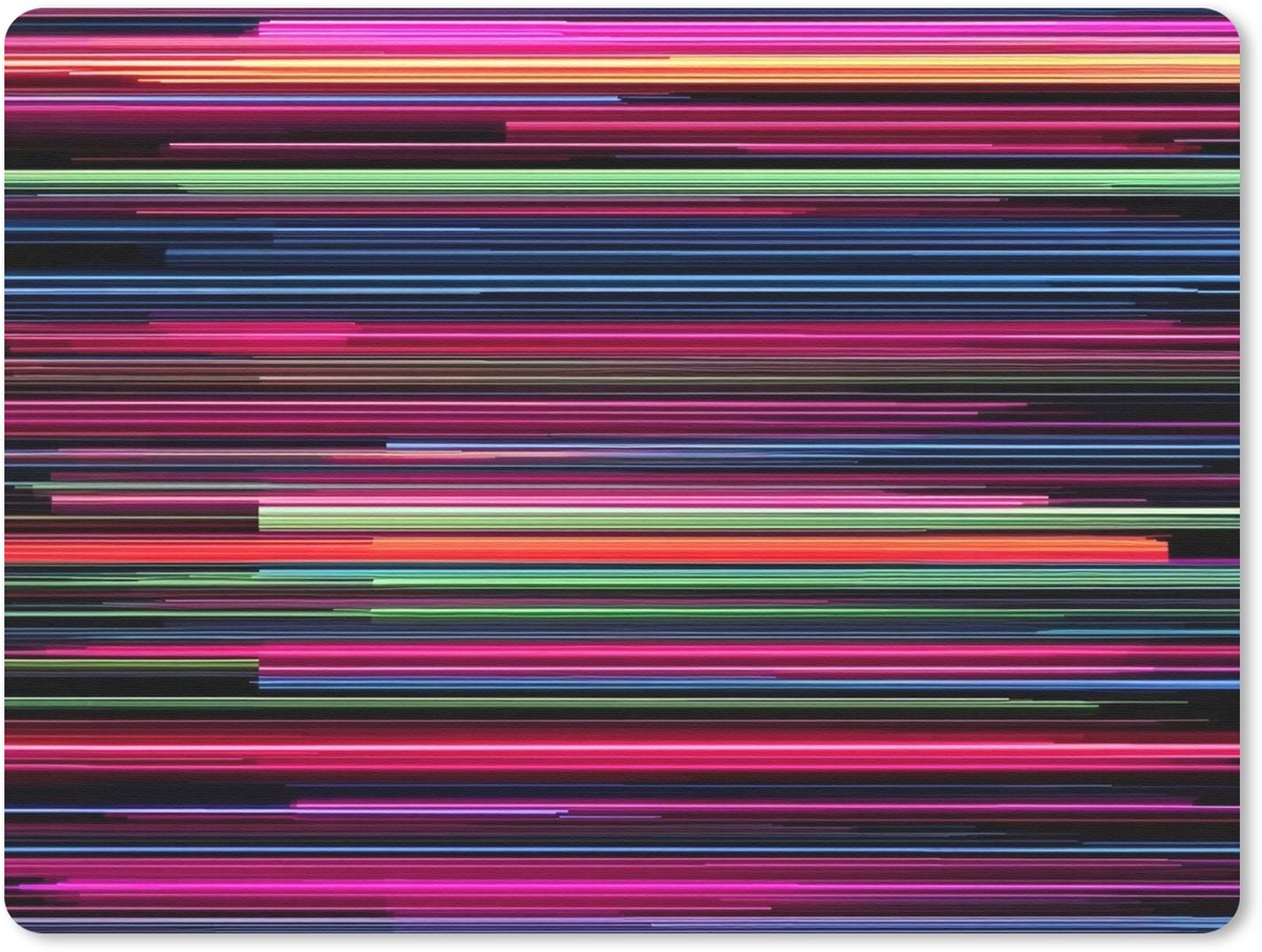 Muismat 23x19 cm - Mousepad Gaming - Abstract - Lijnen - Horizontaal - Kleurrijk - Muismatten