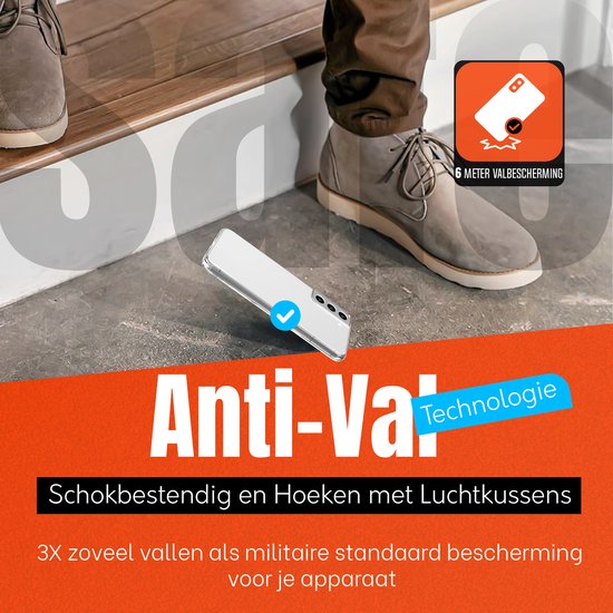 Coque transparente offrant une protection contre les chutes de 6 mètres pour un Samsung S22, avec des coins résistants aux chocs.