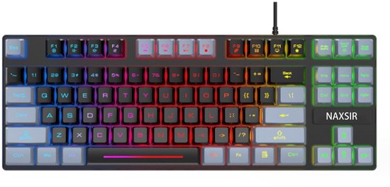 NAXSIR Mechanische Gamingtoetsenbord met Tweekleurig Ontwerp | Compacte 87-Toetsen Layout | USB Plug-and-Play