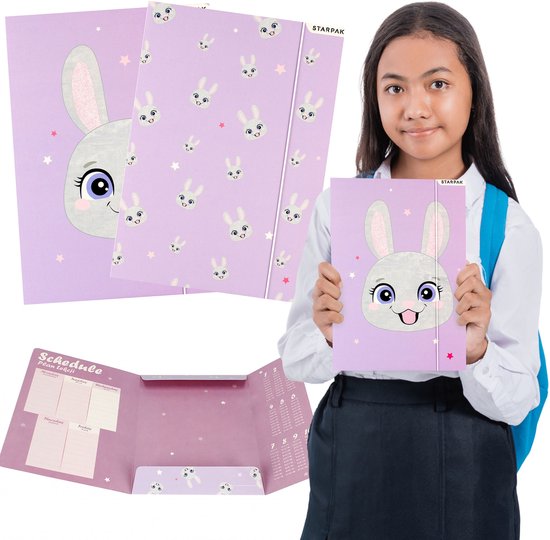 Dossier lapin lilas avec élastique A4 STARPAK