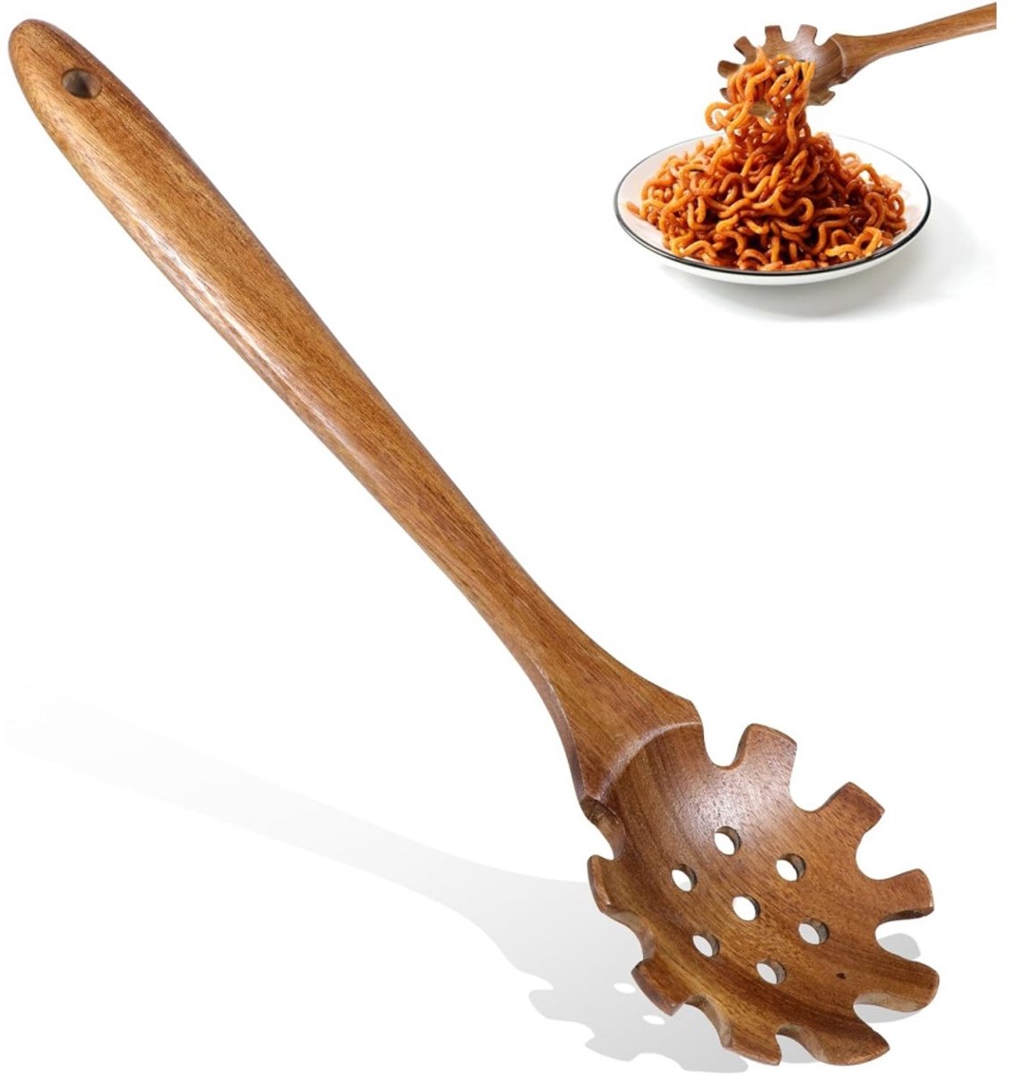 Daity 1 pack - Houten pastalepel - 13" lange pastavork - Acacia houten pastabestek - Pastalepel