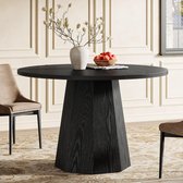 Tribesigns Ronde Eettafel - Keukentafel met Stabiel Schuin Onderstel - 118 X 118 X 76 cm - Eetkamertafel Voor 4 Personen - Moderne Eettafel - Zwarte