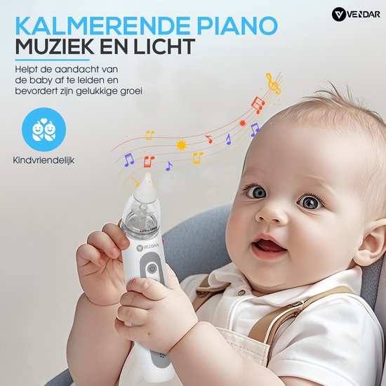 Vendar® BabyCare PRO - Baby Neusreiniger - Baby Neusreiniger Elektrisch - Neusdouche Elektrisch - Snoetenpoetser - Neuszuiger - Grote Batterij - USB C — afbeelding 3