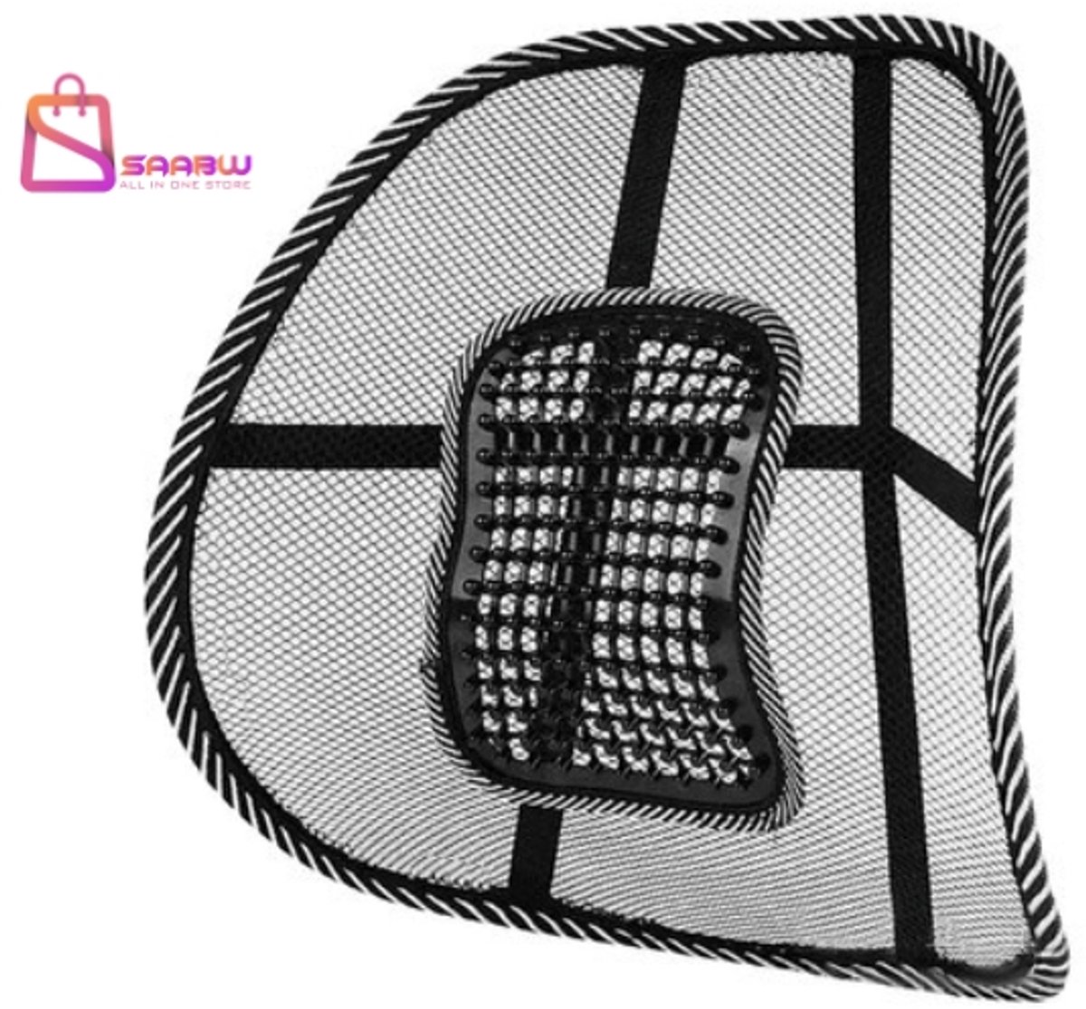 Orthopedische rugkussen onderrug – Ergonomisch Stoelkussen met Massagefunctie – rug kussen – Verbetert Houding – Voor Auto, Kantoor of Thuis – Zwart - 63272