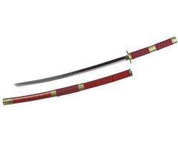 Katana met rode metalen handgreep decoratief samurai zwaard metalen katana niet scherp authentiek Japans stijl 104,7 cm decoratie wanddecoratie cosplay