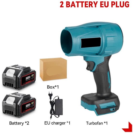 WNHB® Draadloze mini bladblazer - Krachtige blower 2000W - 720 kmh luchtsnelheid - Inclusief 2 accu’s van Merkloos	 — afbeelding 3