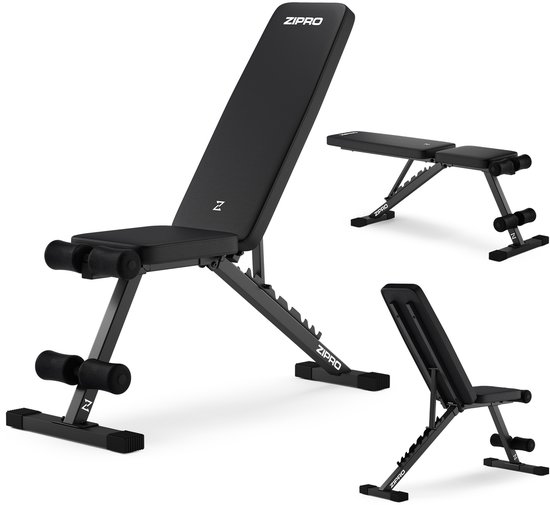 ZIPRO® Stride Multifunctionele opklapbare halterbank - Buikspierbank Fitness - Workout Bank - Verstelbare trainingsbank als schuine bank - Voor Beginners en Professionele sporters - Duurzaam en Comfortabel
