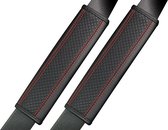 Gordelbeschermer - Set van 2 Gordelhoezen - Geruit Rood Stiksel - Gordelkussen - Kasey Products