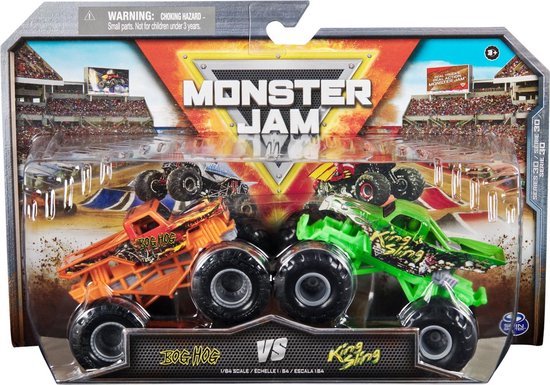 Hot wheels Monster Jam truck 2-pack Bog Hog & King Sling - monstertruck 9 cm schaal 1:64