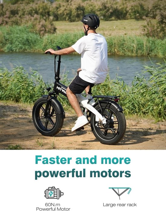 Hitway Elektrische Fiets BK10S1 - 20*4.0 Inch Fat Tire City Commuter EBike met Afneembare 48V 13Ah Lithium Batterij - Opvouwbaar Mountain E-Bike met 250W Motor - APP - 7 Versnellingen - IP54 Waterdicht van Hitway — afbeelding 5