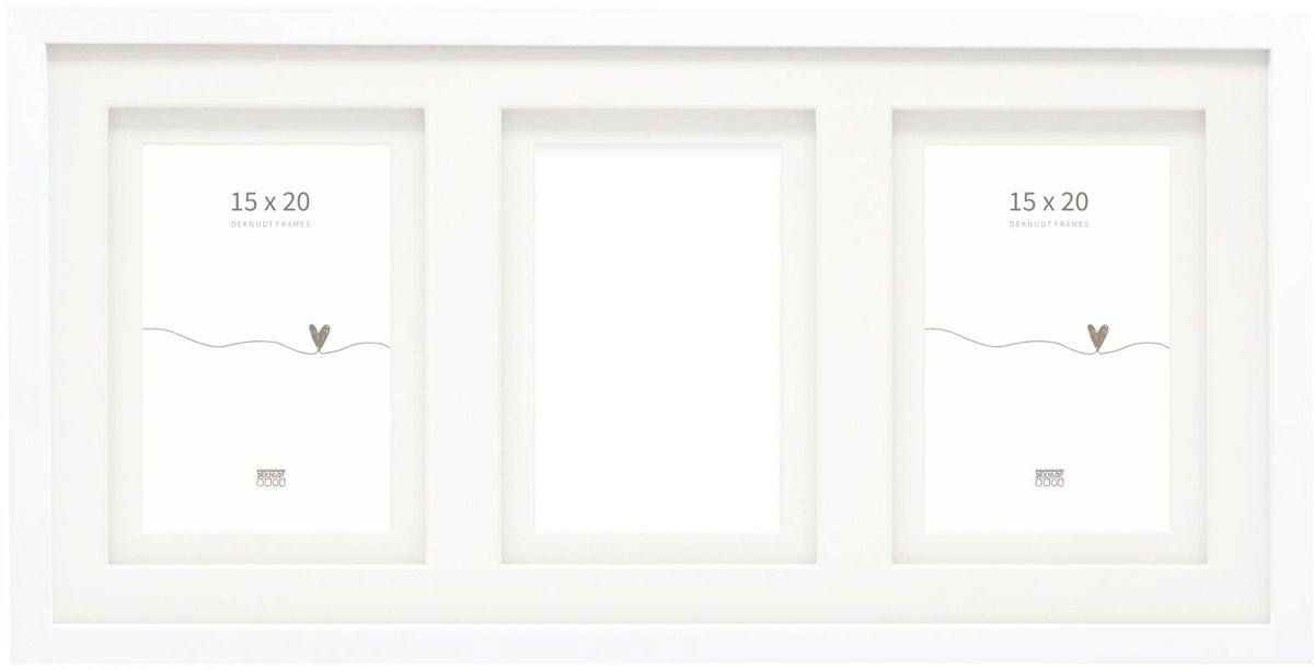 Deknudt Frames multifotolijst - wit - passe-partout - 3 foto's 15x20