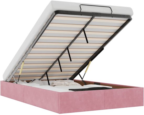 vidaXL - Ottoman - cadre de lit - sans - matelas - 120x200 - cm - velours - rose