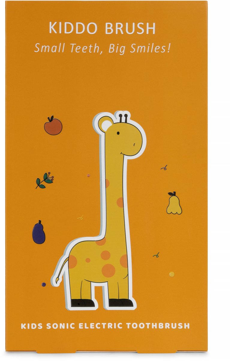 Afbeelding 2 van Kiddo Brush — Elektrische Tandenborstel voor Kinderen (4-15 jaar) | Giraffe | Inclusief 4 Opzetborstels & Tongscraper | 100 Dagen Accu | IPX7 Waterdicht | Type-C Opladen