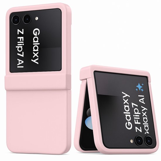 Samsung Galaxy Z Flip 7 Hoesje Shockproof Siliconen Cover Roze met Suède Binnenzijde en Air-Cushion Bescherming