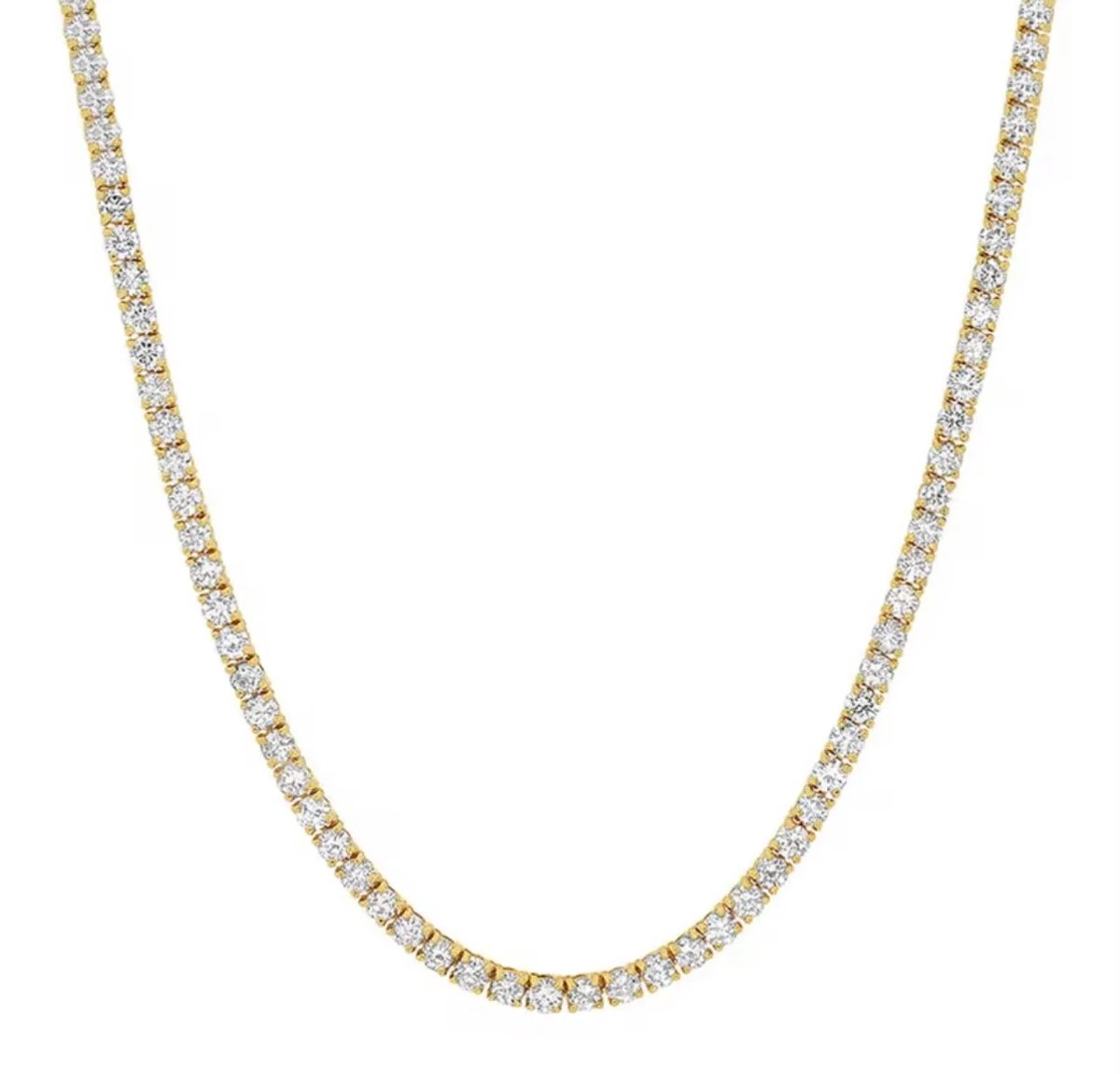 Merlie ketting - Classic Tennis Chain 3mm - Goudkleurig met Zirkoon Steentjes - Elegant & Luxe Design - 45 cm
