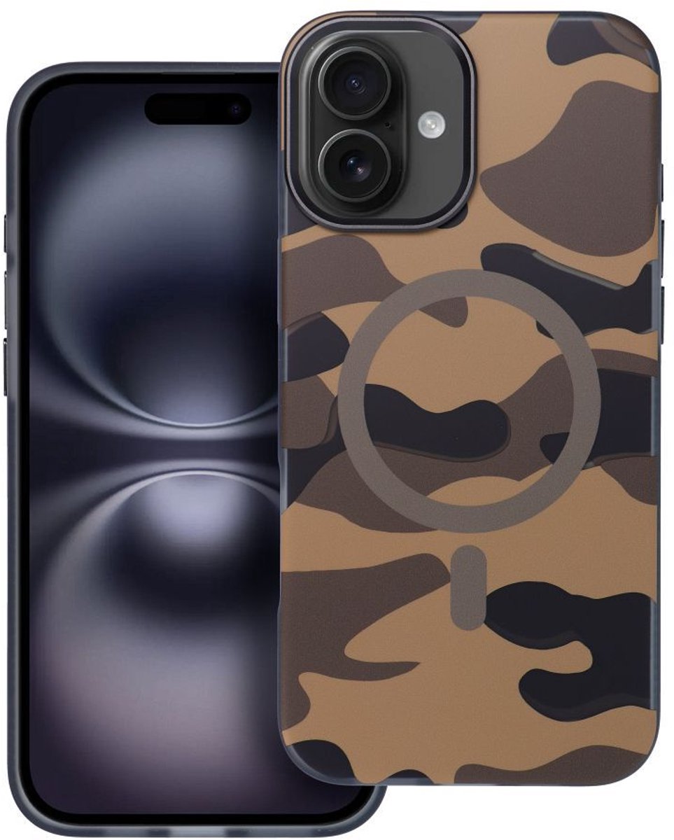 Hoesje voor iPhone 16 PRO Forcell F-Protect Levels Dual Layer 4D-technologie compatibel met MagSafe Militaire valtest woestijncamouflage