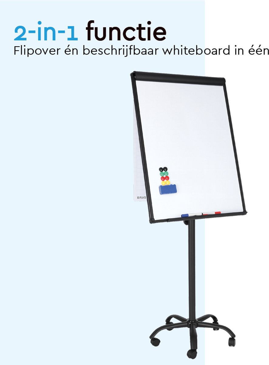 BRASQ Flipover Verrijdbaar - Verstelbaar Whiteboard - Zwart thumbnail 3