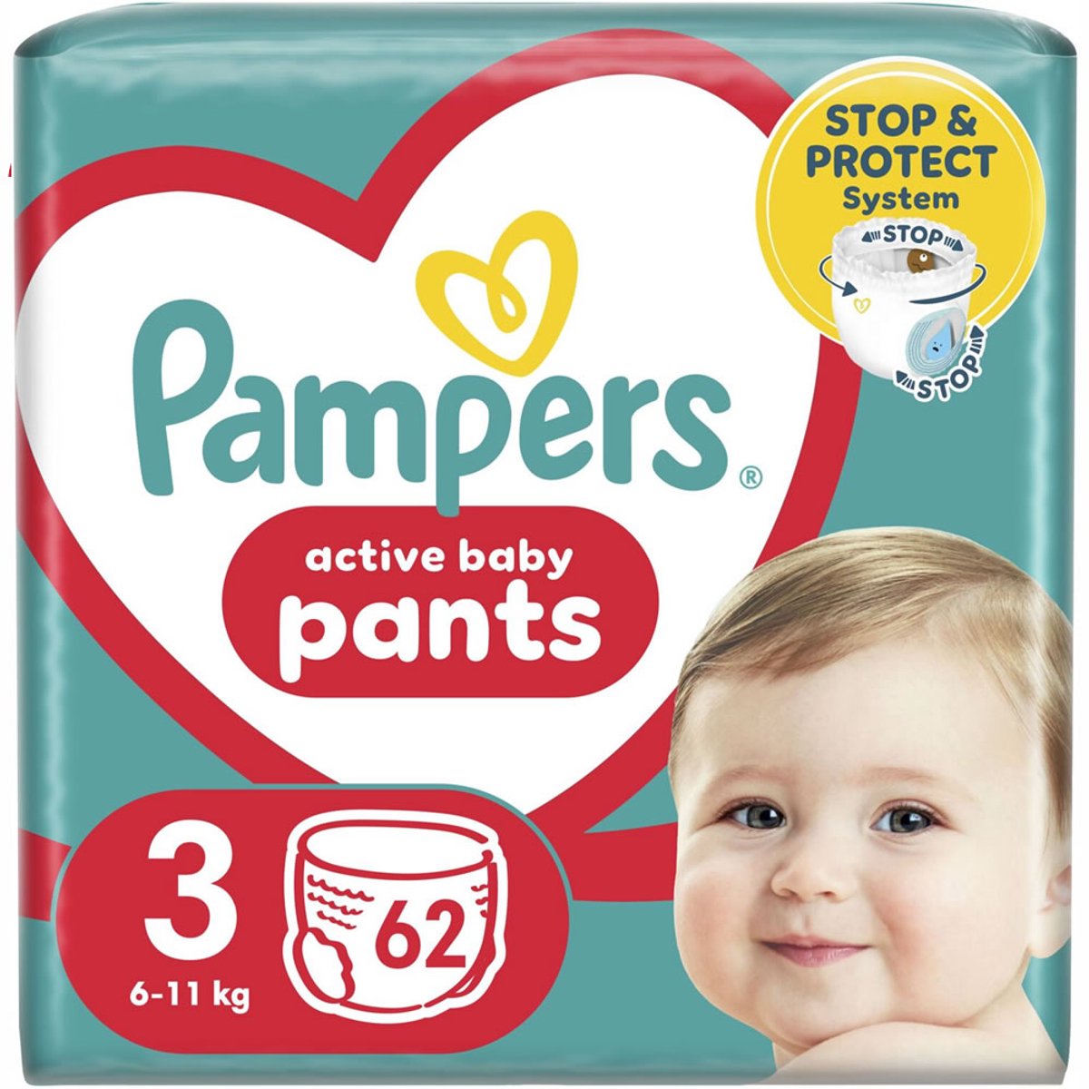Pampers Ative Baby Pants - Maat 3 – 6-11 kg – 360° Pasvorm & Stop & Protect - 62 Luierbroekjes