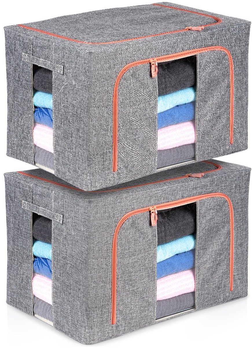 Opbergtas voor Beddengoed 100 l 2 stuks - Opbergzak - Organizer voor Dekbed Kleding - Opslag - Onderbed - Draagtas
