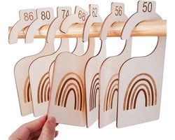 Kastverdeler - 7 Stuks - Kledinghangers - Hout - Maathangers Baby - Kastverdelers voor Babykleding - Maat hangers - Kastverdeler - Voor Baby Kleding - Maatverdelers Maat 50 t/m 86 - Houtkleur