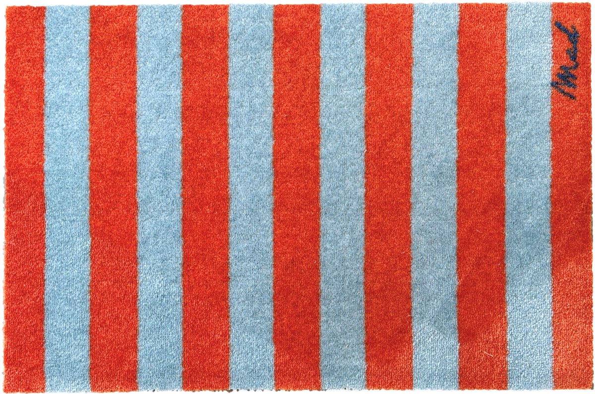 Mad About Mats DOMI - deurmat/badmat - strepen - droogloop/touch - wasbaar - 50x75cm Oranje, Blauw