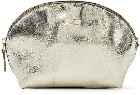 Trousse de Maquillage avec miroir de dR Amsterdam | Klein trousse de maquillage | Sac miroir en cuir | Trousse de maquillage pour femme | Trousse compacte pour maquillage et 3 cartes de crédit Menthe - 110630 Or Gold