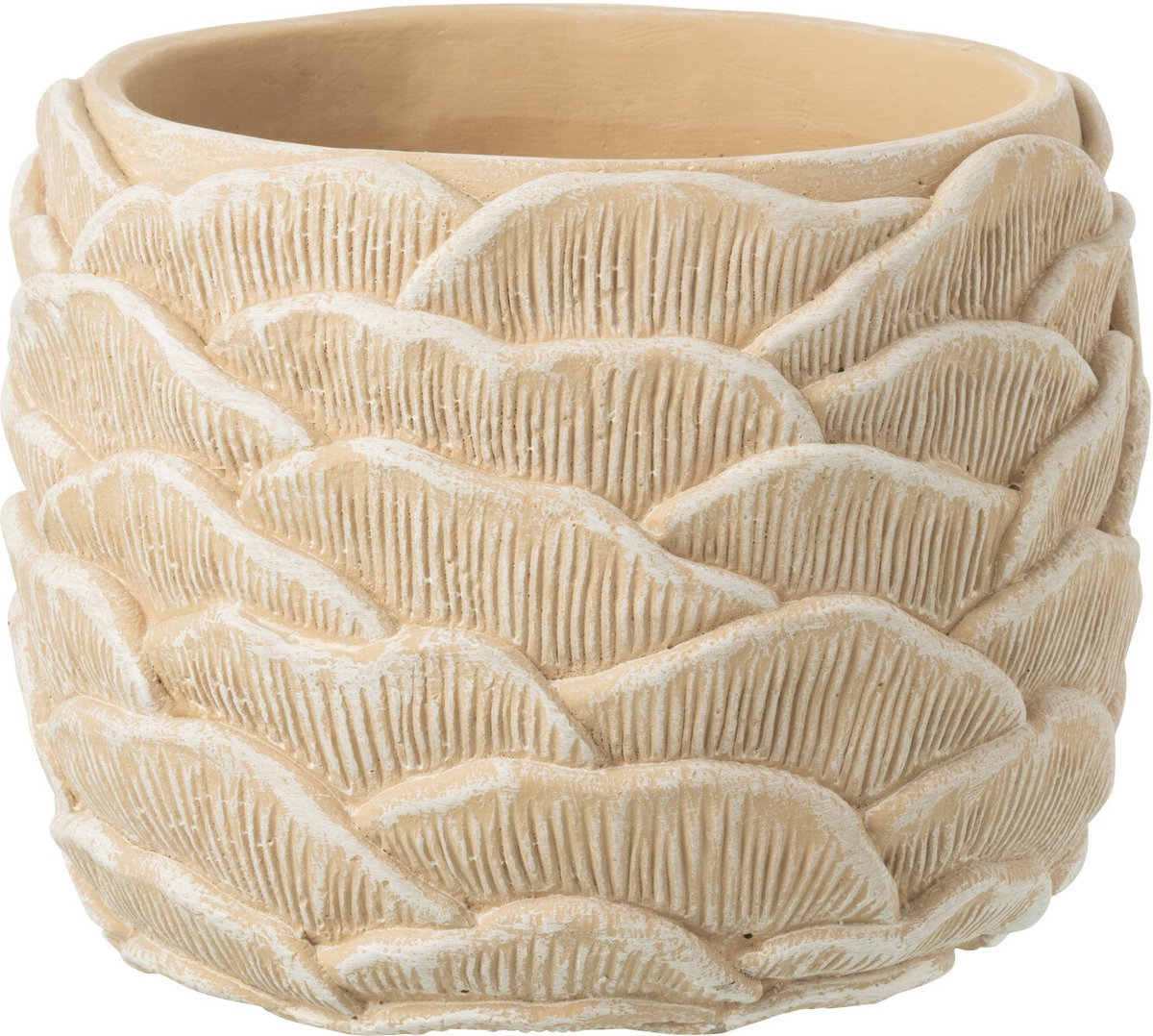 J-Line bloempot Rond Reliëf - cement - beige - medium