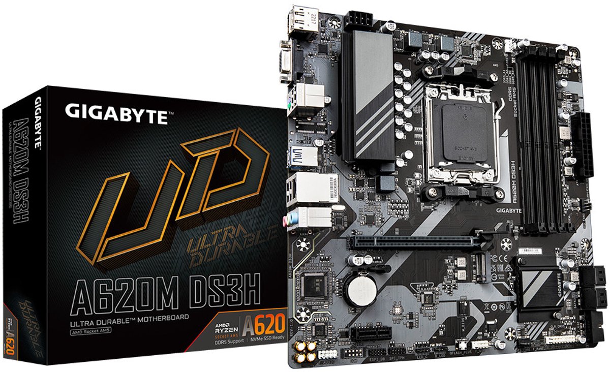 GIGABYTE A620M DS3H moederbord RAID, 2.5 Gb-LAN, Sound, µATX