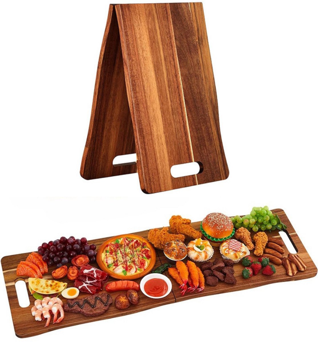 Kaëru® Opvouwbare Kaasplank - Snijplank - Gemaakt van Massief Hout - Gemakkelijk Schoon te Maken - Gemakkelijk Op te Bergen - 84*30cm