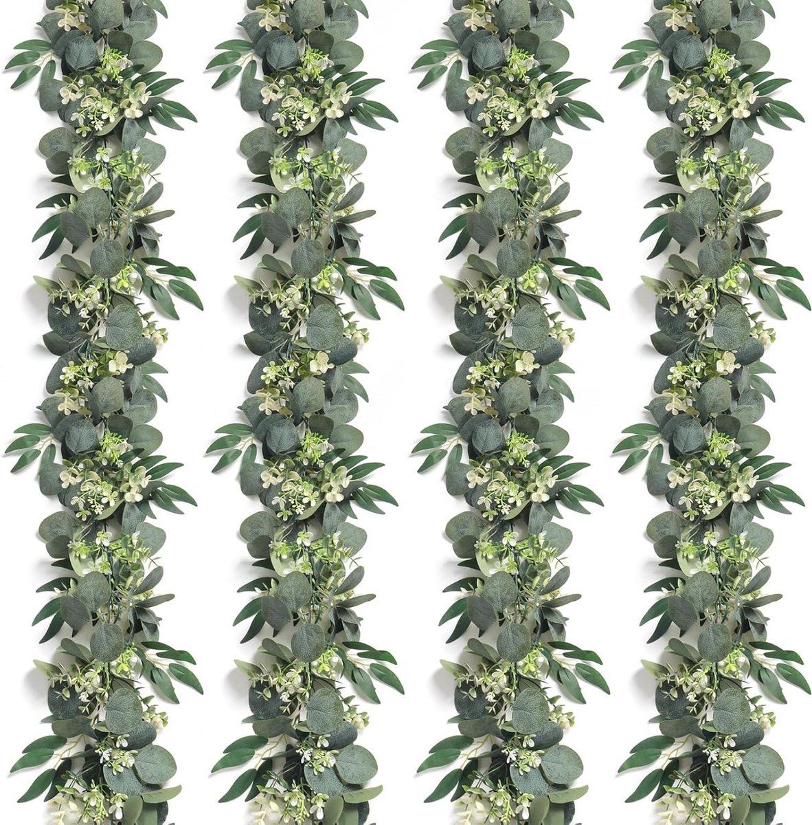 Allecto Premium - Kunstmatige Eucalyptus Slinger - Decoratie voor Bruiloft en Thuis - Set van 4 - 6ft Lang