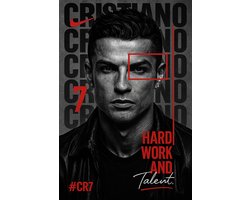 Cristiano Ronaldo Poster - Voetbal Posters - Hard Work and Talent - Tekst - Sport - CR7 - Wanddecoratie Woonkamer - 180 gram papier - XS6751WV - Formaat 30 x 40cm