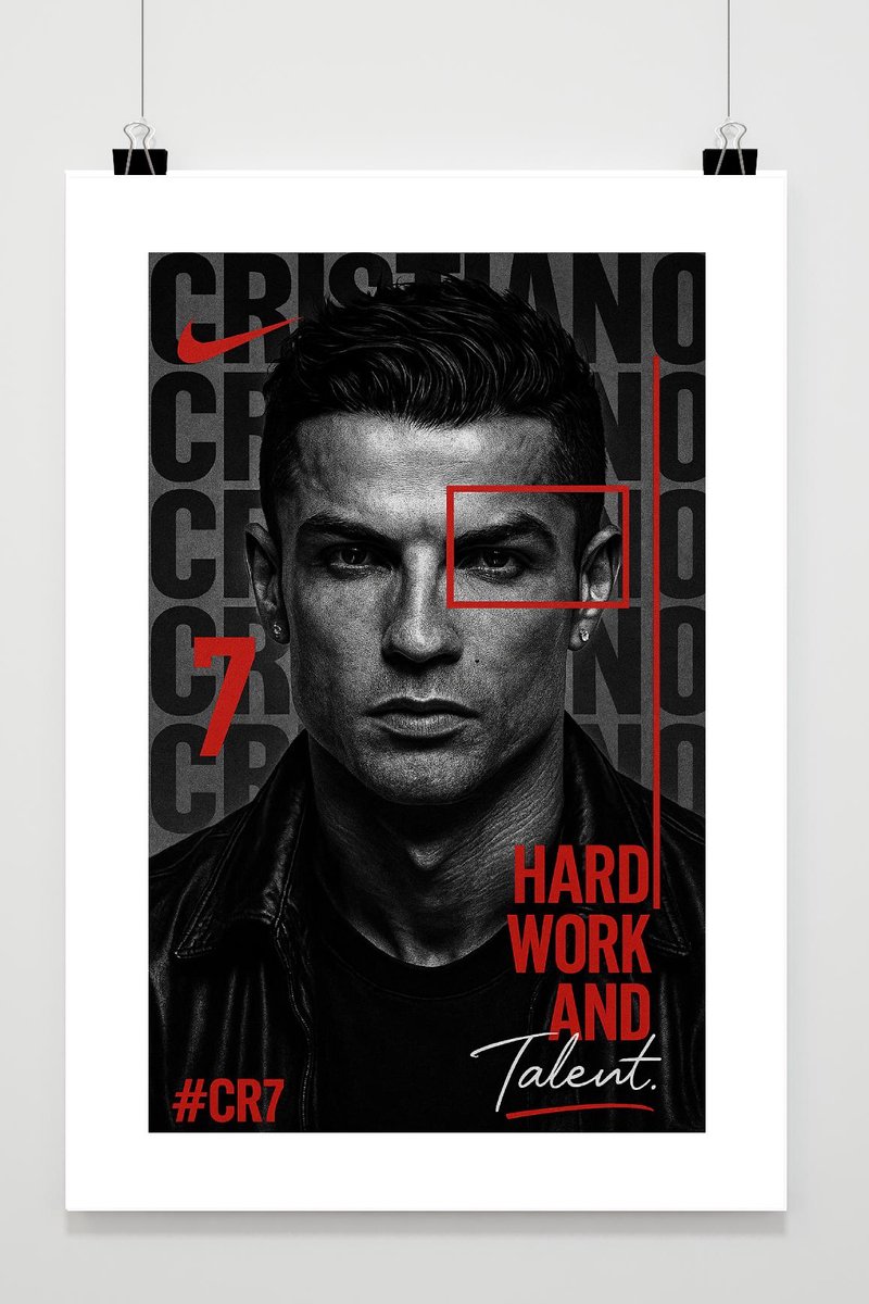 Cristiano Ronaldo Poster - Voetbal Posters - Hard Work and Talent - Tekst - Sport - CR7 -