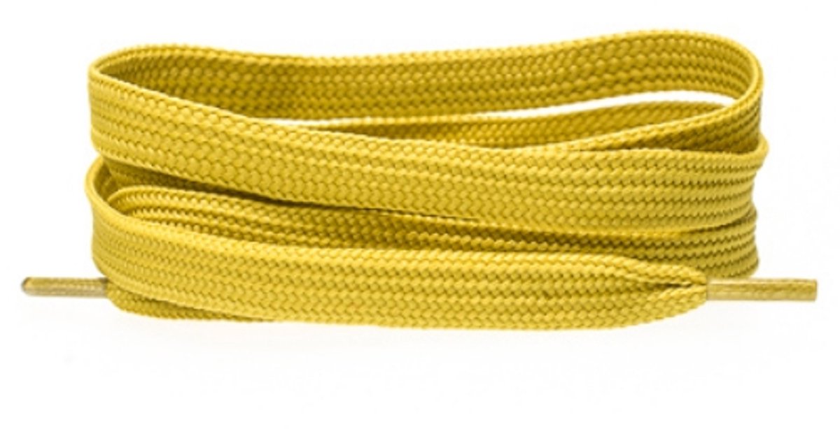 Platte schoenveters 8mm polyester Mosterd 90cm