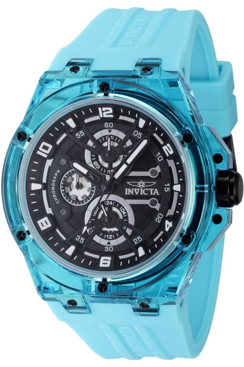 Invicta Racing 48808 Heren Horloge - Waterdicht - Analoog - Quartz Uurwerk - Plastic met zwarte Wijzerplaat - 46mm