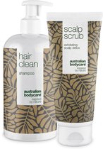 Australian Bodycare - 2 producten voor vet haar | Een diepreinigende shampoo van 500 ml met tea tree-olie en een hoofdhuidscrub van 200 ml die overtollig talg en bacteriën verwijdert