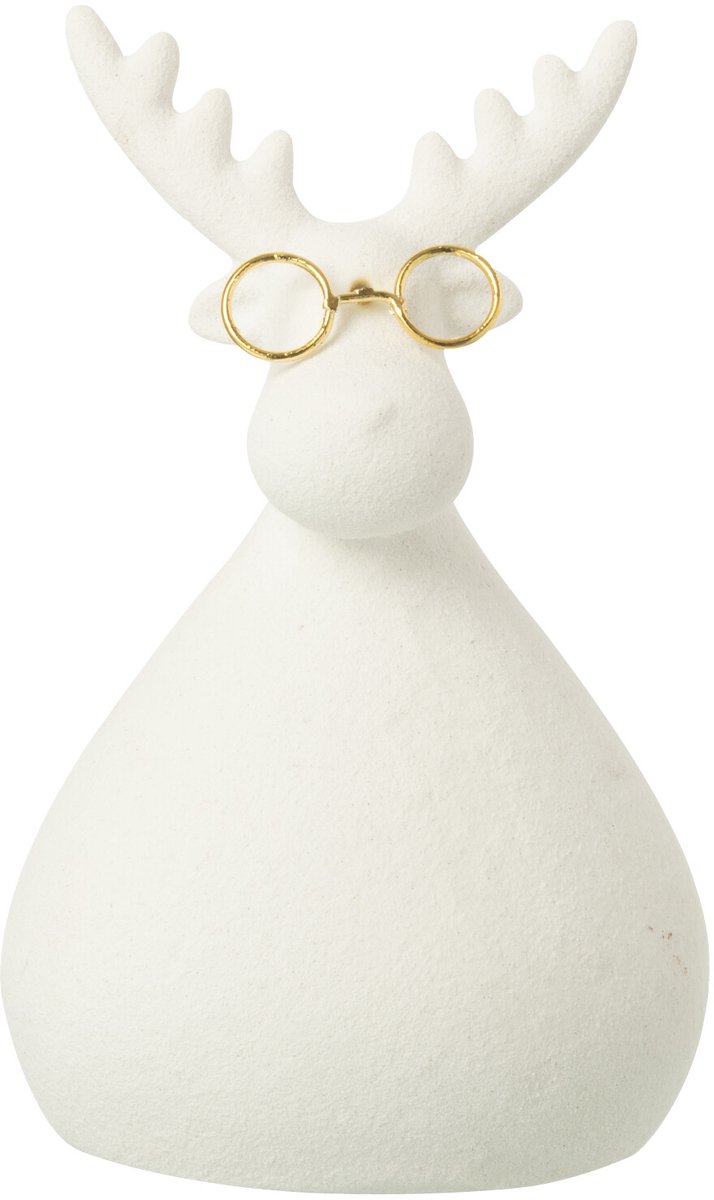 J-Line figuur Rendier - porselein - wit/goud - small