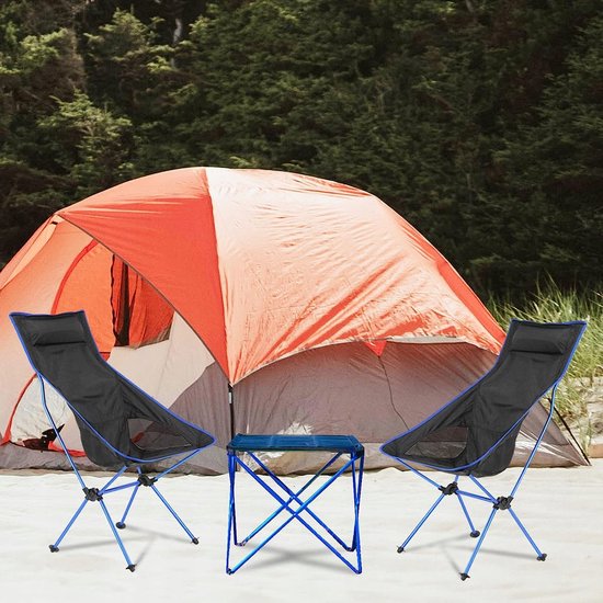 Campingstoel - Klapstoel - Vouwstoel - Strandstoel - Kampeerstoel met Hoofdsteun - Opvouwbaar - 150KG Draagvermogen - Lichtgewicht - Aluminium & Oxford - 108 cm - Voor Kamperen Vissen en Strand — afbeelding 5