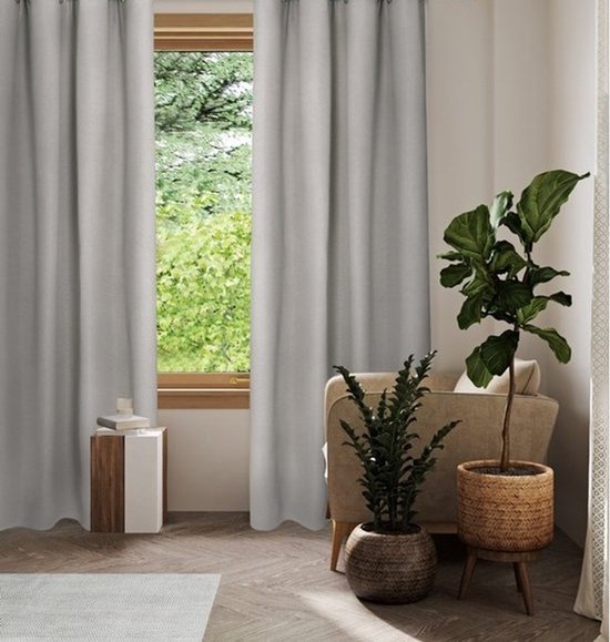 Home Style Thermisch Gordijn – Lichtdoorlatend – Met Haakjes – 140x250 cm – Naturel