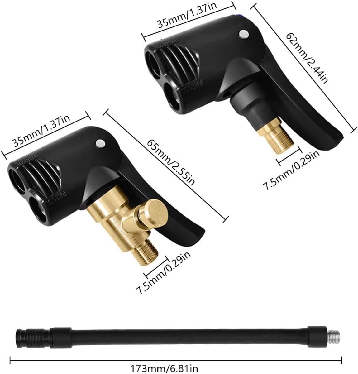 sciuU Verlengslang van 50 cm voor luchtdruk-compressoren, luchtpompen, verlengstuk, vervangende slang, voor banden van fiets, auto, motor, geschikt