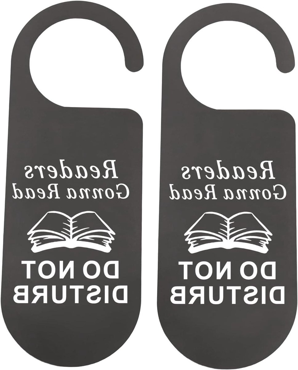 Allecto Plus - Hanger bordje voor niet storen tijdens lezen (set van 2) met leuke tekst - Deurdecoratie met leesbril thema