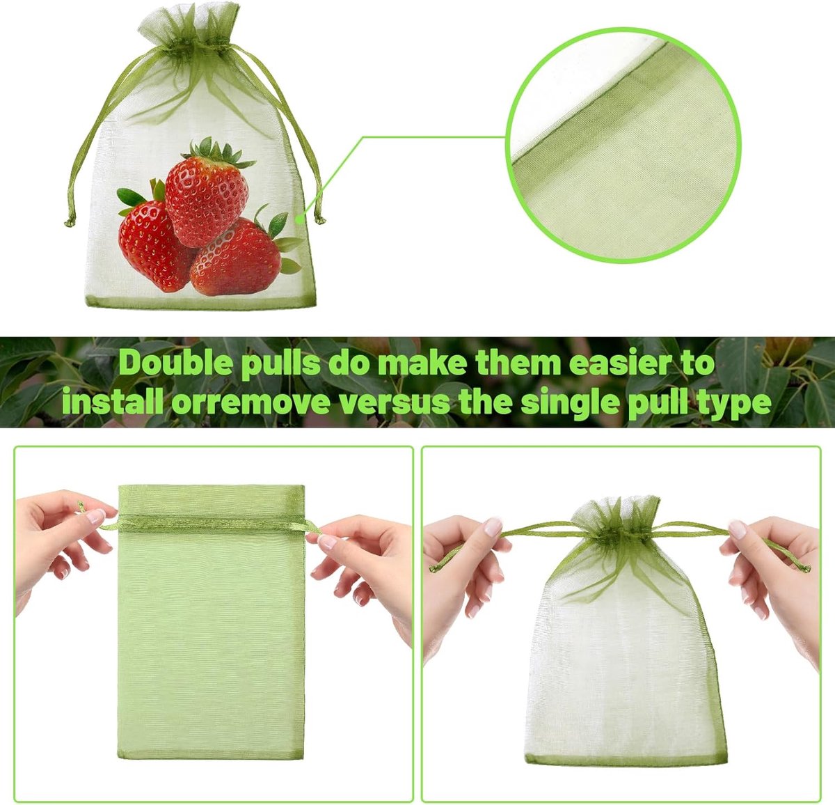 Lot De 100 Sacs à Fruits Avec Cordon De Serrage De 10,2 X 15