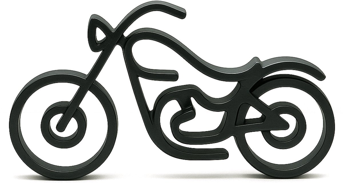 Motorbeeldje - zwart - 20 cm breed