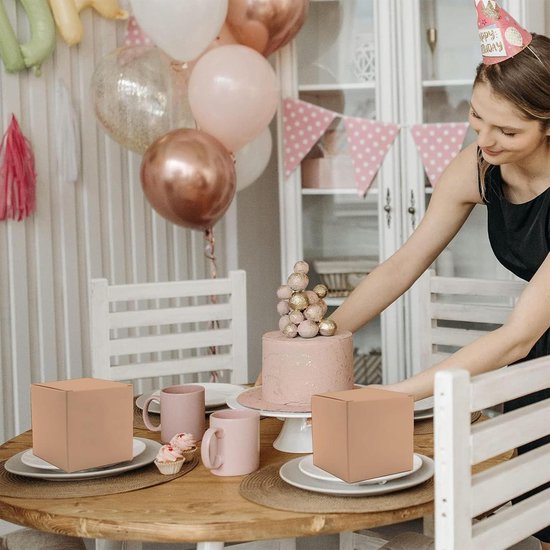 25 Pièces Boîtes Cadeaux Kraft Pliable 10x10x10 Cm – Carton Brun Avec Couvercle, Idéal Anniversaire Mariage Fête