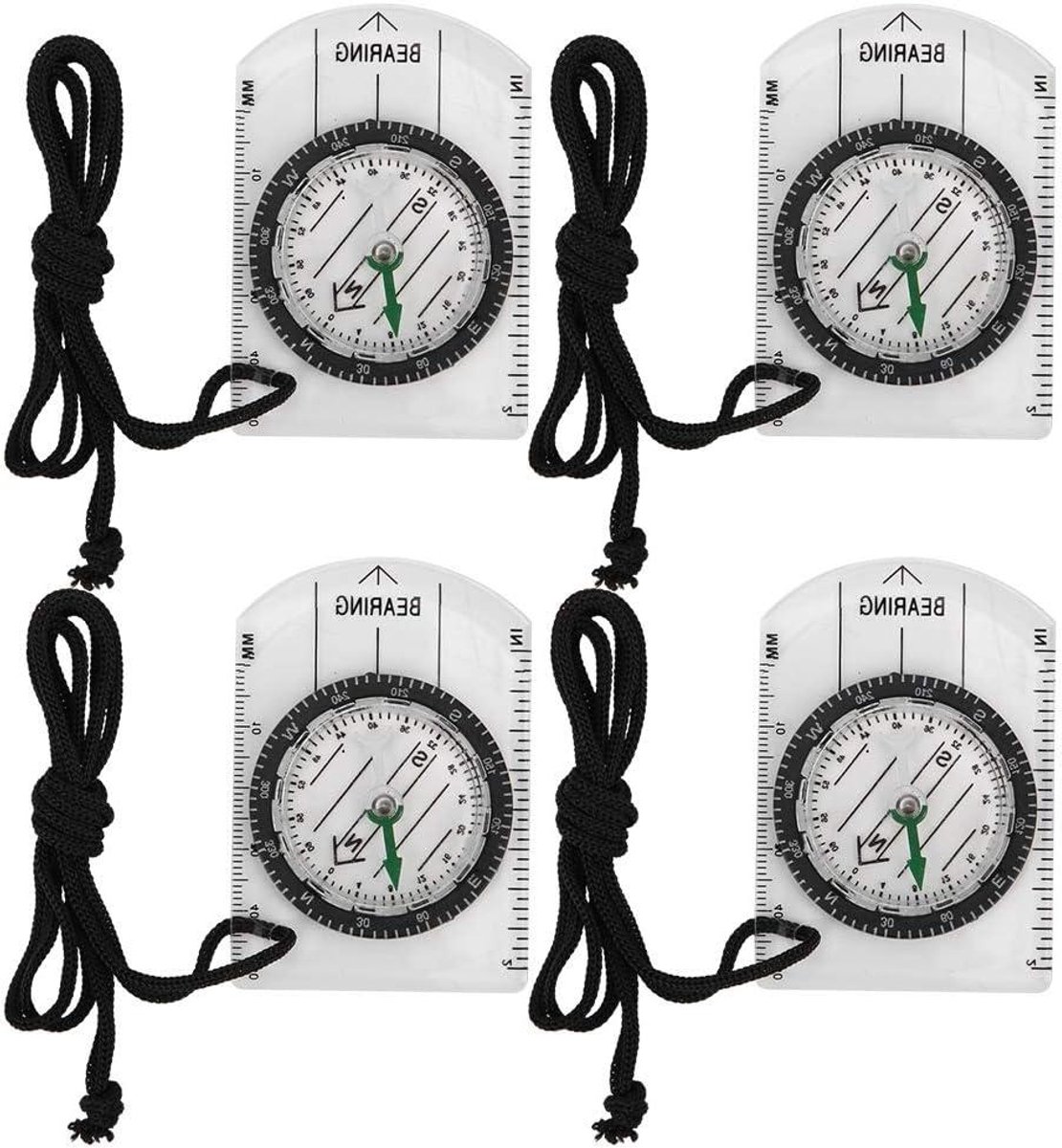 Allecto Plus - Professionele Kaartlees Kompas 4 stuks voor Kinderen en Wandelaars. Gift voor Survival en Backpacken met Oriëntatie en Navigatie.