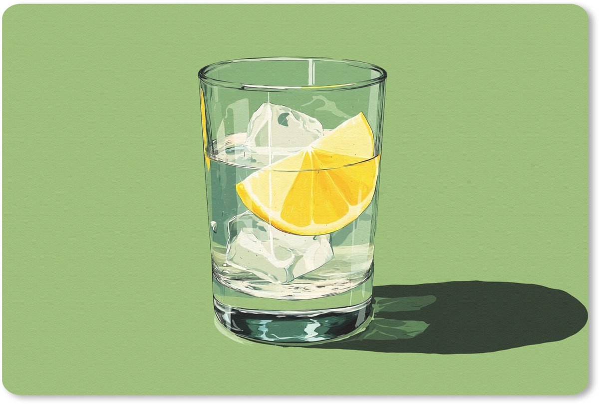 Muismat 27x18 cm - Mousepad Glas - Citroen - Ijsblokjes - Groen - Muismatten