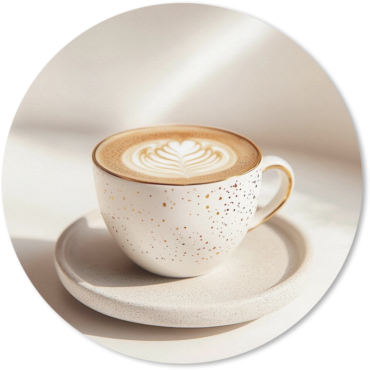 Muismat rond 50x50 cm - Mousepad Cappuccino - Schuim - Schotel - Beige - Ronde muismatten