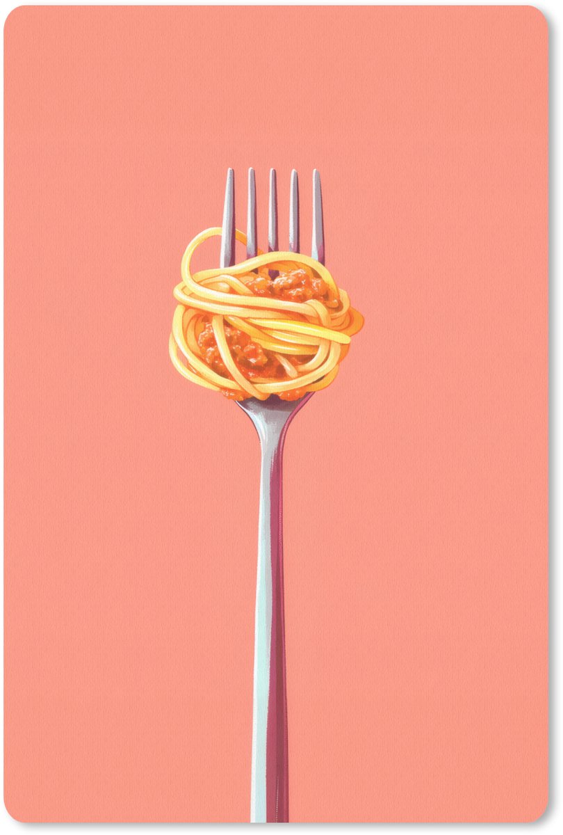 Muismat 18x27 cm - Mousepad Vork - Spaghetti - Artistiek - Roze - Muismatten