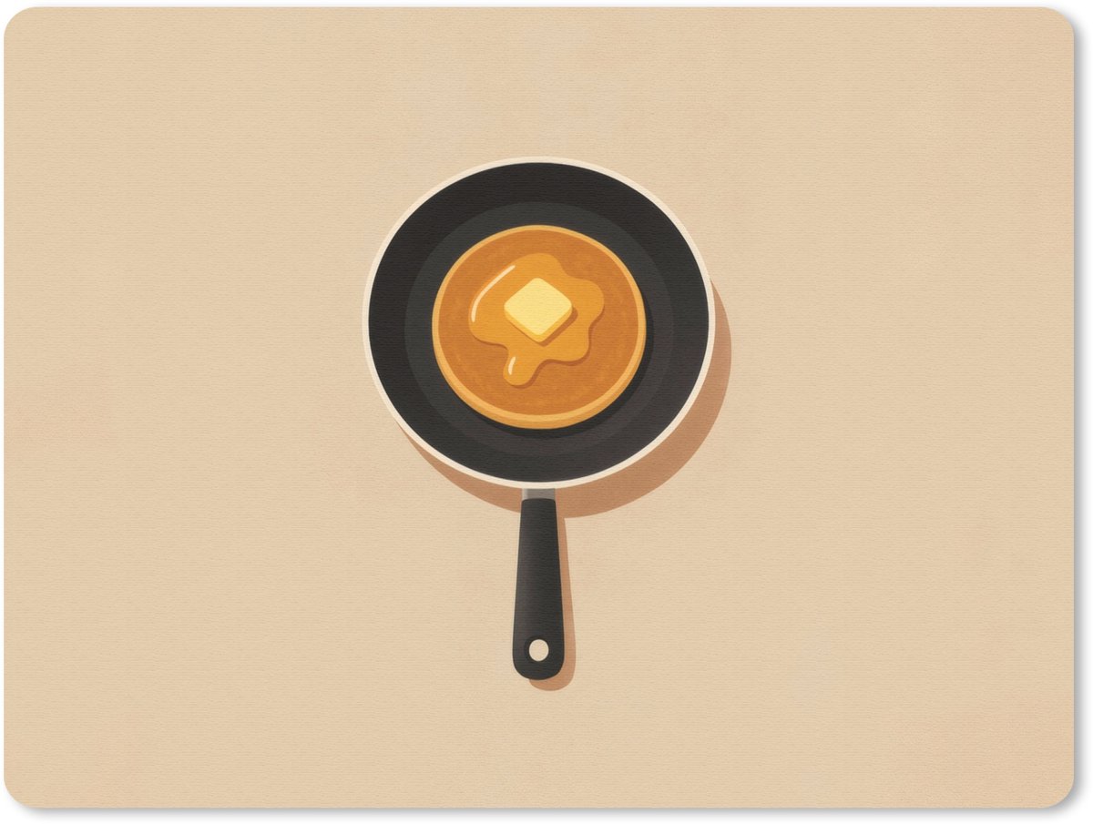 Muismat 23x19 cm - Mousepad Pannenkoek - Koekenpan - Boter - Minimalistisch - Muismatten