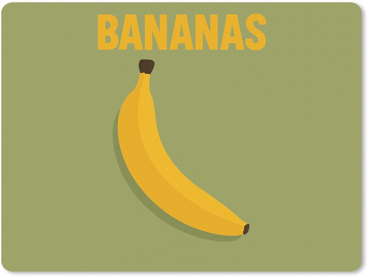 Muismat 23x19 cm - Mousepad Banaan - Minimalistisch - Geel - Muismatten