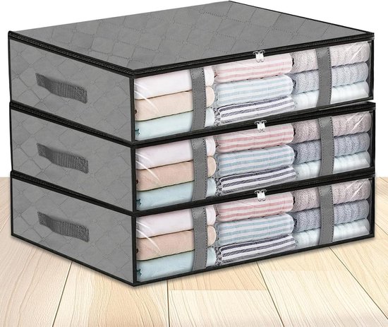 4-pack helder opbergdozen voor onder het bed met deksels - opvouwbare grote